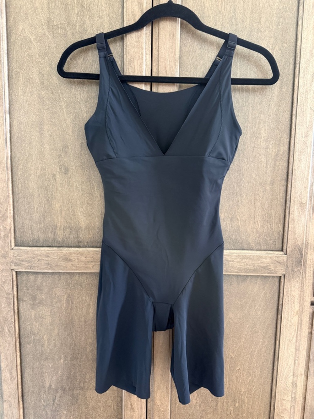 Maidenform Black Tank One-Piece Bodysuit with Longer Leg Panels